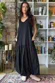 Paloma Bubble Hem Layering Dress Black